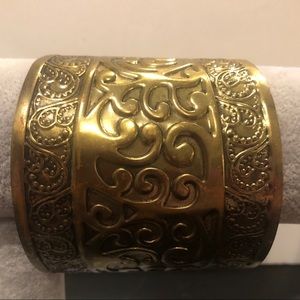 Bronzed cuff bracelet with swirl design, large